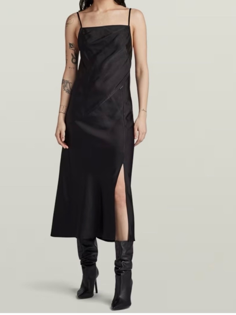 G-Star Raw Black Satin Slip Dress
